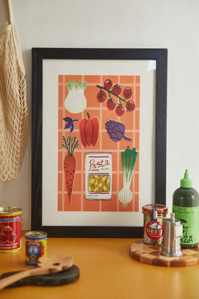 Shop Urban Outfitters Olla Meyzinger Food Art Print In Black Wood Frame At