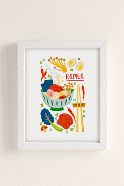 Shop Urban Outfitters Van Huynh Ramen Noodles Art Print In White Wood Frame At