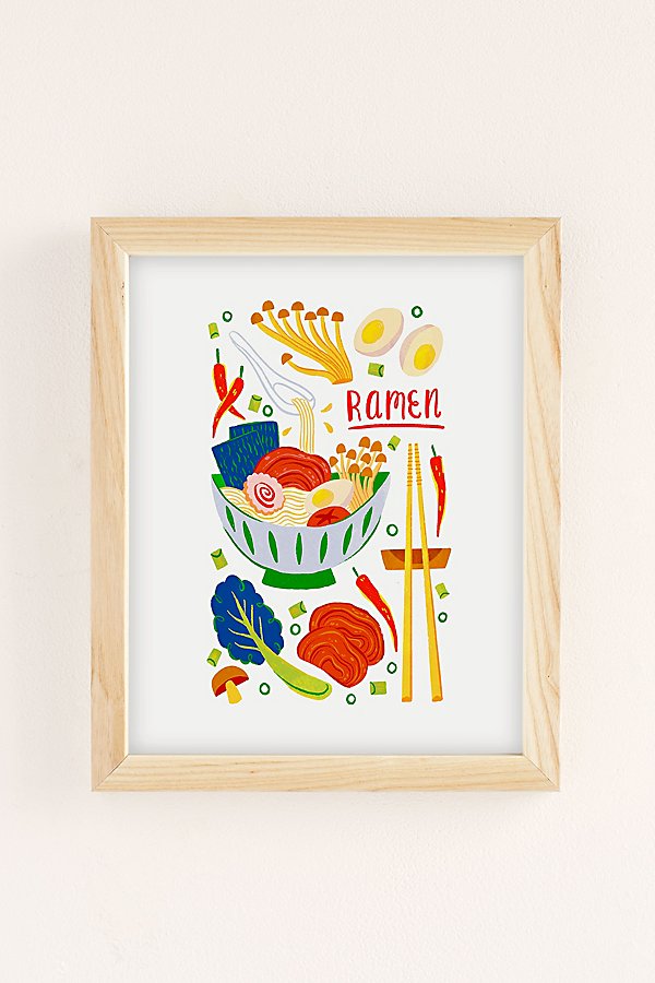 Urban Outfitters Van Huynh Ramen Noodles Art Print In Natural Wood Frame At  In Neutral