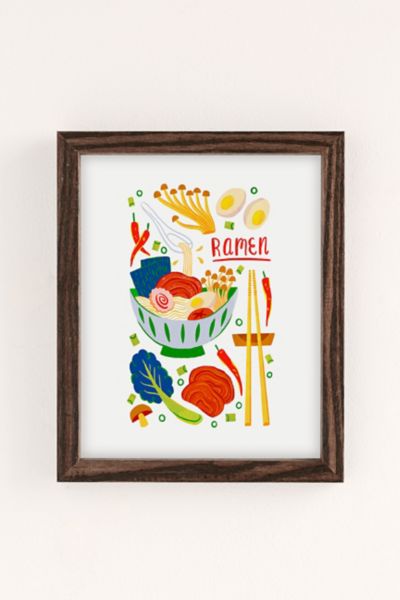 Shop Urban Outfitters Van Huynh Ramen Noodles Art Print In Walnut Wood Frame At