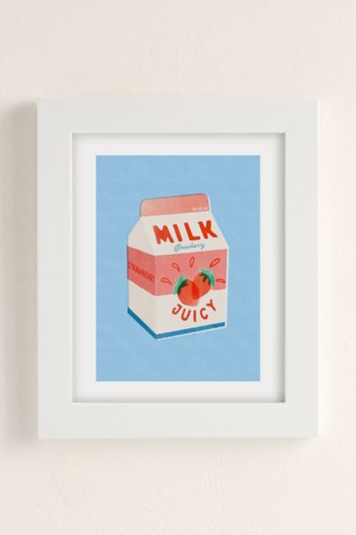 Shop Urban Outfitters Carmen Veltman Strawberry Milk Art Print In White Matte Frame At
