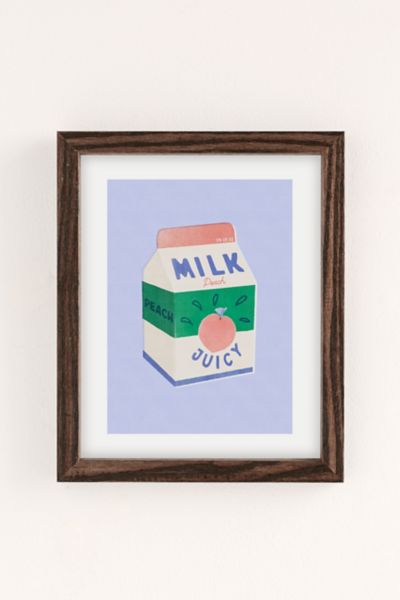 Shop Urban Outfitters Carmen Veltman Peach Milk Art Print In Walnut Wood Frame At