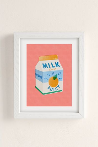 Shop Urban Outfitters Carmen Veltman Orange Milk Art Print In White Wood Frame At