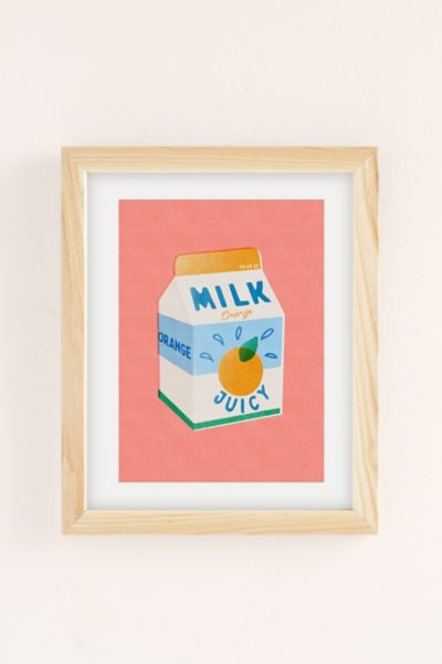 Shop Urban Outfitters Carmen Veltman Orange Milk Art Print In Natural Wood Frame At
