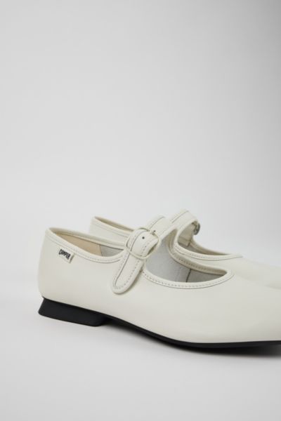 Camper Casi Myra Leather Ballerina Shoes In White