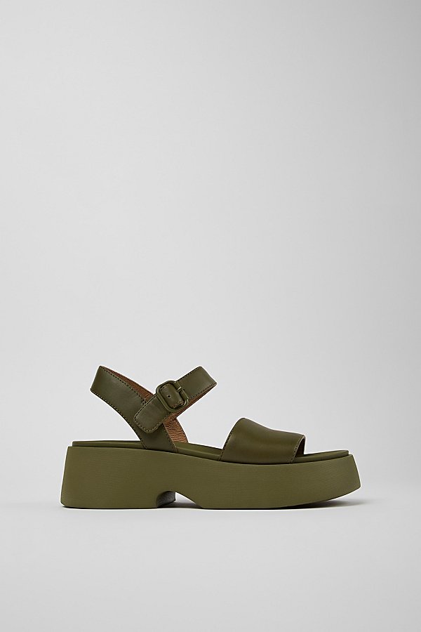 Shop Camper Tasha Leather Sandals In Green, Women's At Urban Outfitters