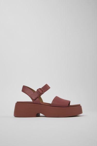 Shop Camper Tasha Leather Sandals In Red, Women's At Urban Outfitters