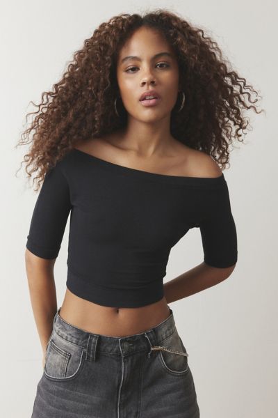 Out From Under Bateau Cropped Layering Top In Black, Women's At Urban Outfitters