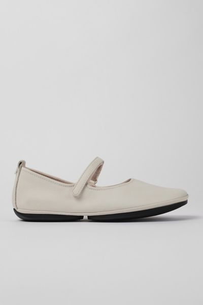 Shop Camper Right Leather Ballet Flat In White, Women's At Urban Outfitters