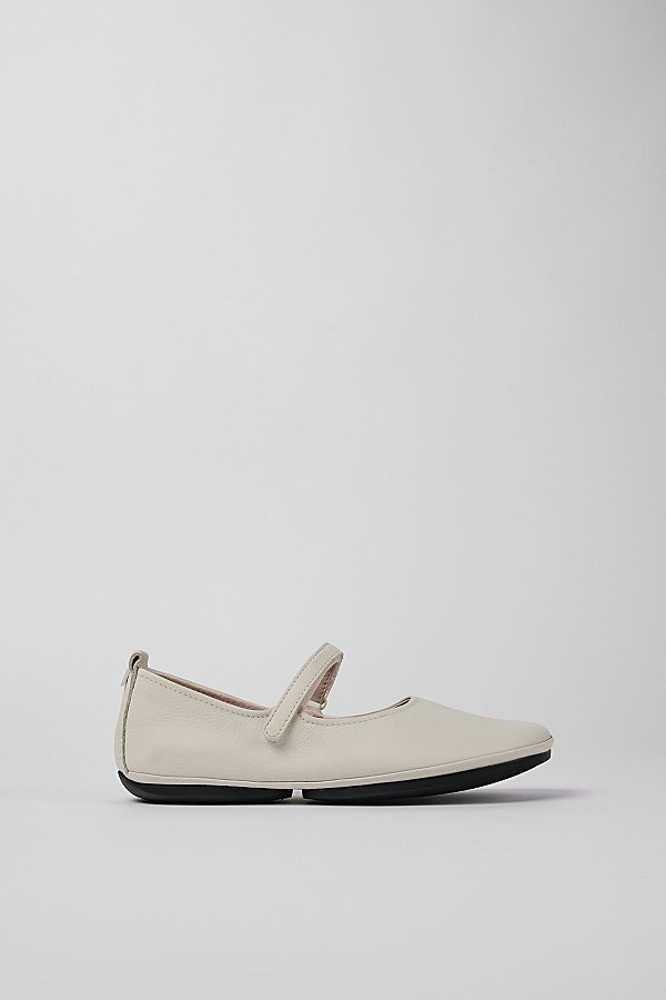 Shop Camper Right Leather Ballet Flat In White, Women's At Urban Outfitters