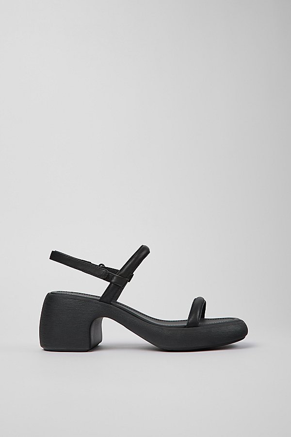 Shop Camper Thelma Leather Heeled Sandal In Black, Women's At Urban Outfitters