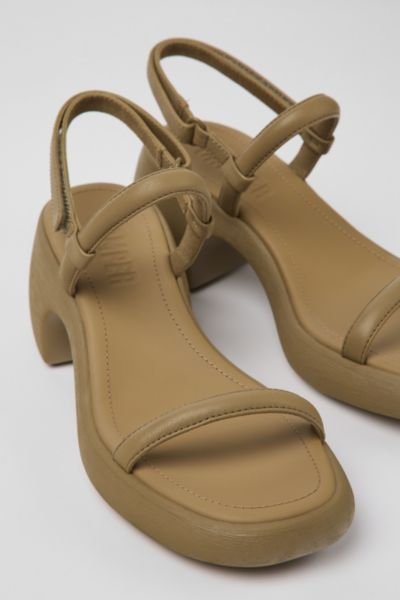 Shop Camper Thelma Leather Heeled Sandal In Brown, Women's At Urban Outfitters