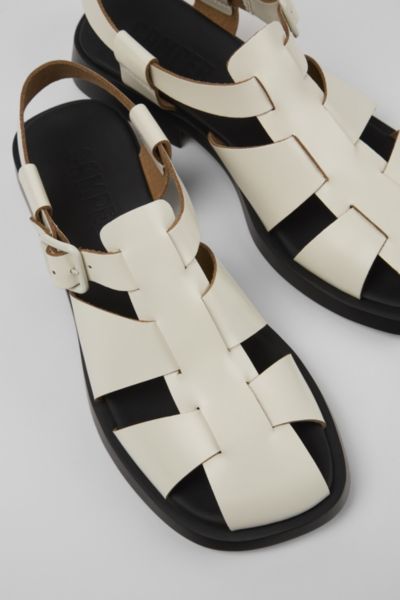 Camper Dana Leather Sandals In White, Women's At Urban Outfitters In White