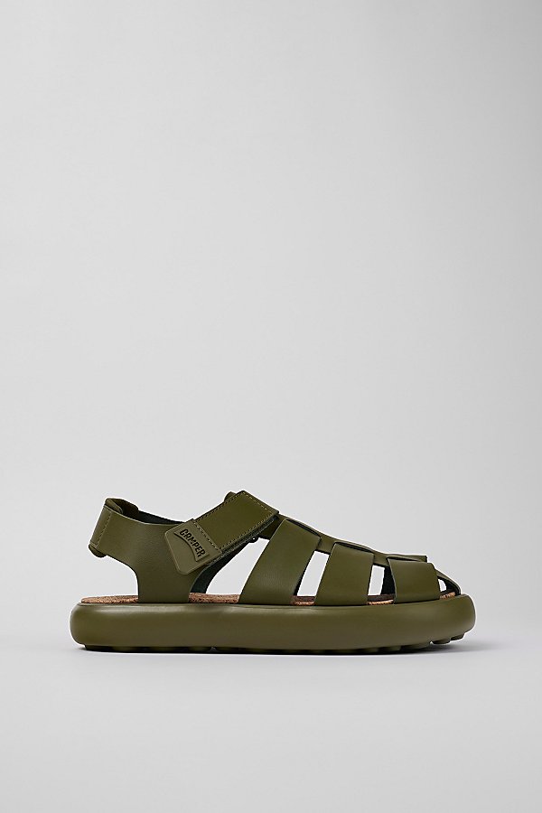 CAMPER PELOTAS FLOTA WOVEN LEATHER SANDAL IN GREEN, MEN'S AT URBAN OUTFITTERS
