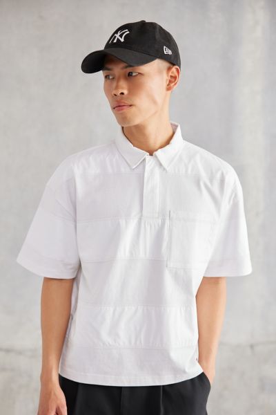 Standard Cloth Striped Rugby Shirt Top In White Stripe, Men's At Urban Outfitters