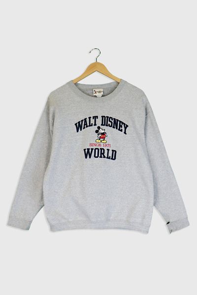 Disney's WORLD OF ENGLISH スウェット Rare vintage Walt Disney World Tour Embroidered Grey Crew