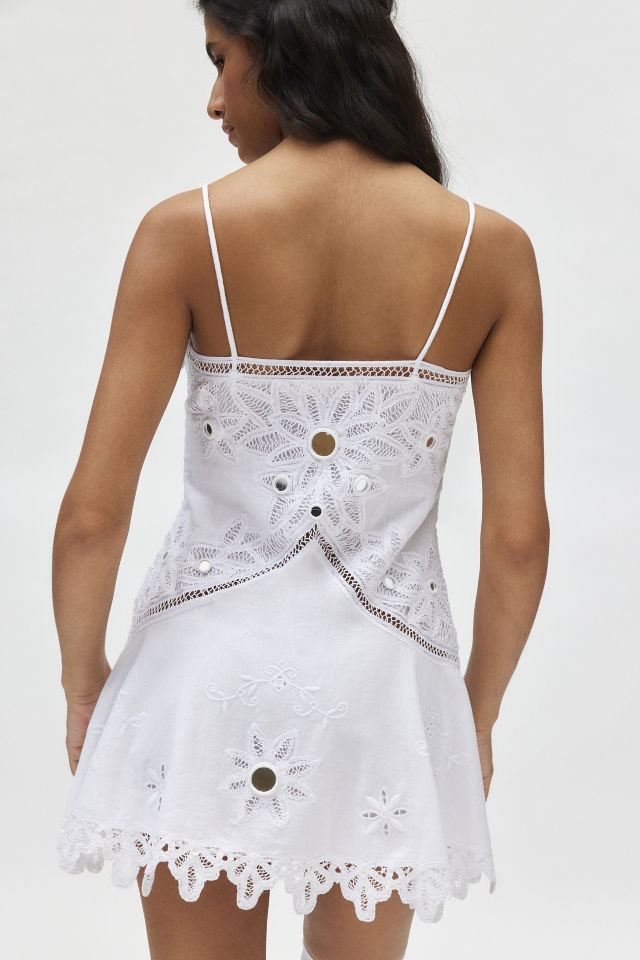 LoveShackFancy Brealynn Embellished Cotton Mini Dress #2