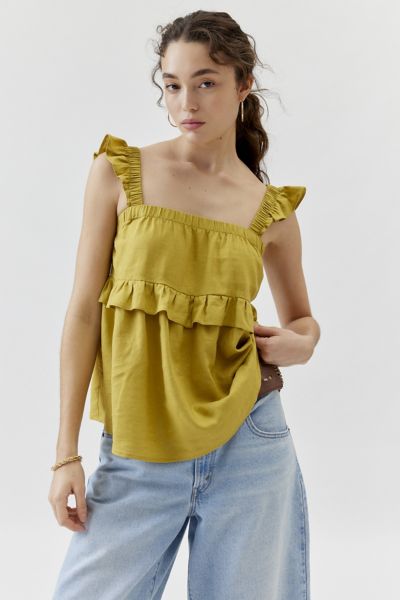 Urban Renewal Made LA EcoVero™️ Linen Ruffle Tunic Tank Top