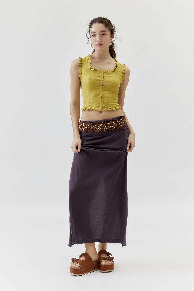 Urban Renewal Made In LA EcoVero™️ Linen Hook & Eye Ruffle Cropped Top #1