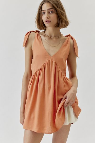 urban renewal made in la ecovero™️ linen tie shoulder tunic mini dress