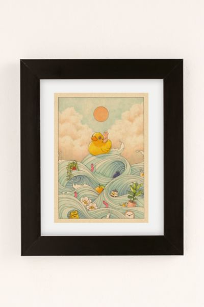 Shop Urban Outfitters Felicia Chao Duck At Sea Art Print In Black Matte Frame At