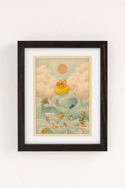 Shop Urban Outfitters Felicia Chao Duck At Sea Art Print In Black Wood Frame At