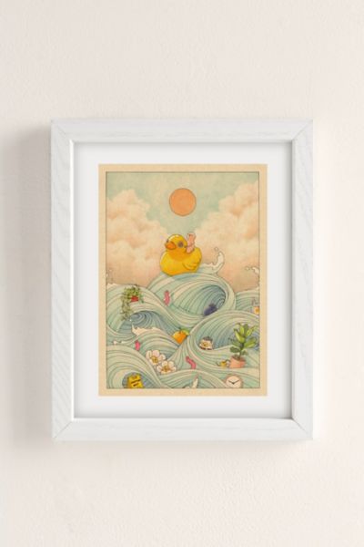 Shop Urban Outfitters Felicia Chao Duck At Sea Art Print In White Wood Frame At