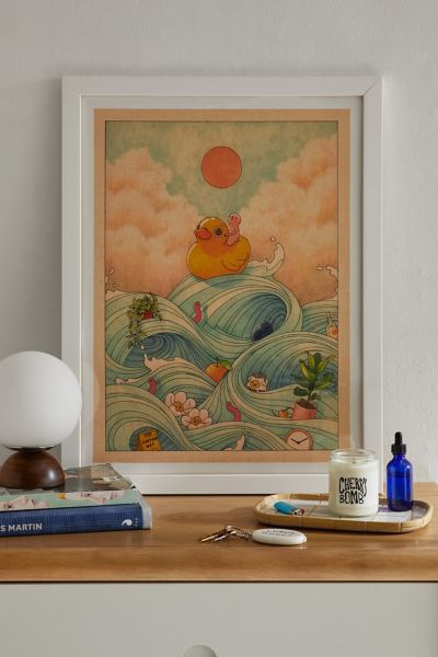 Shop Urban Outfitters Felicia Chao Duck At Sea Art Print In Modern White At