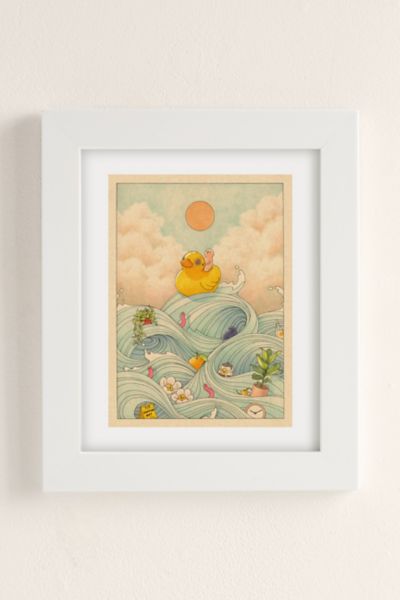 Shop Urban Outfitters Felicia Chao Duck At Sea Art Print In White Matte Frame At