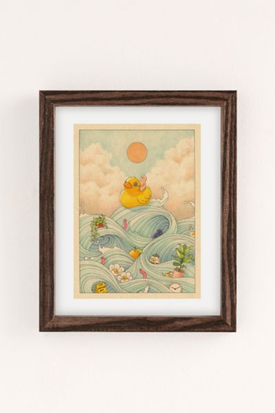 Shop Urban Outfitters Felicia Chao Duck At Sea Art Print In Walnut Wood Frame At