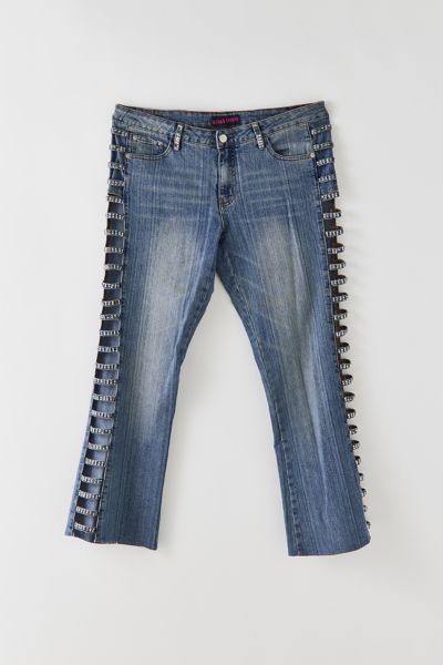Vintage Y2K Rhinestone Side-Cut Denim 34
