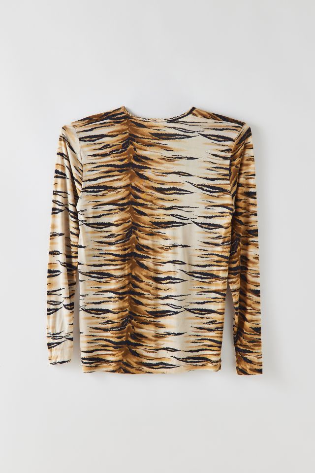 Vintage Tiger Print Long Sleeve Top #1