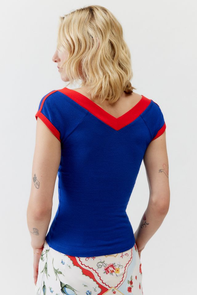 Sporty Ringer V-Neck Tee #3