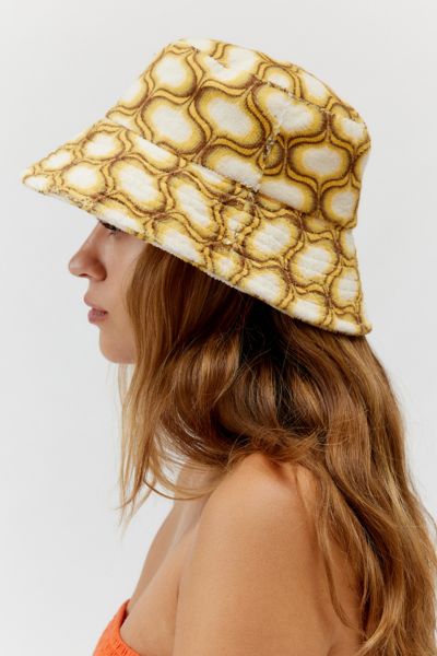 Urban Outfitters Patterned Bucket Hat In Gold, Women's At  In Brown