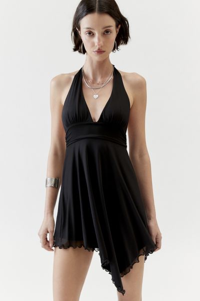 Shop Urban Outfitters Uo Jessa Mesh Halter Mini Dress In Black, Women's At