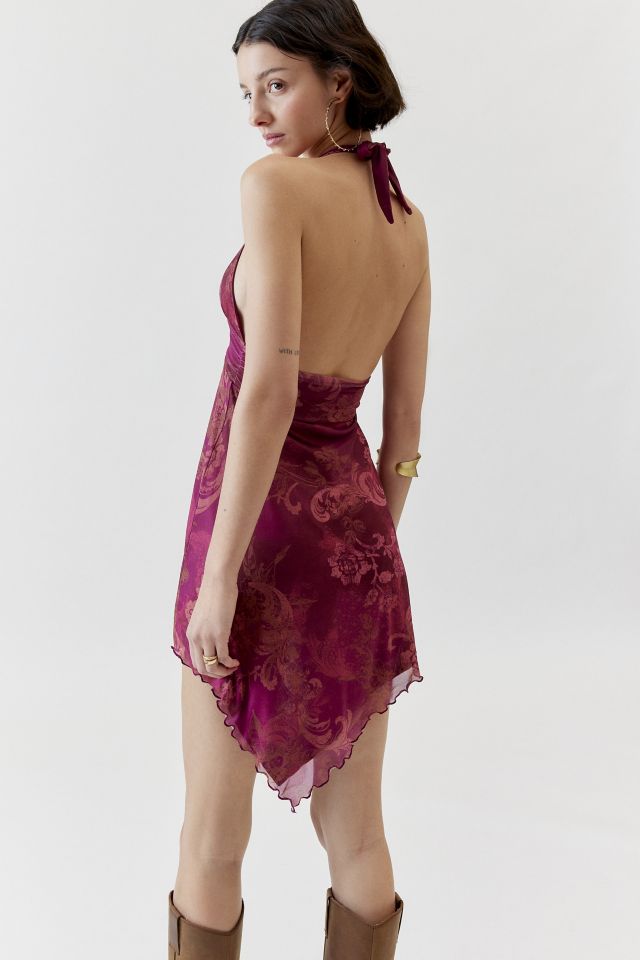 UO Jessa Mesh Halter Mini Dress #3