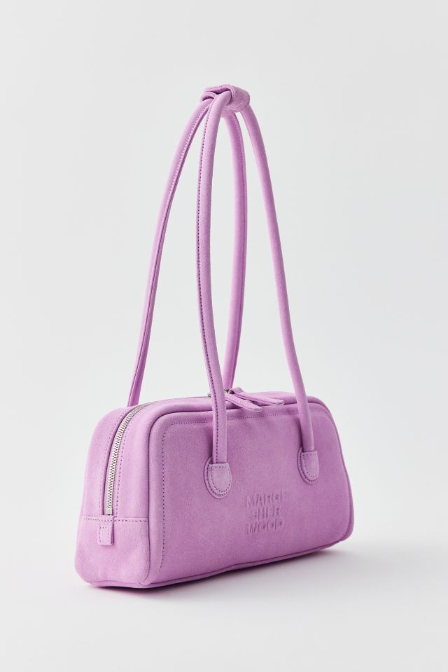 ☆MARGE SHERWOOD☆ ZIPPER SMALLlavender pink suede Purple Bessette Shoulder Bag by MARGESHERWOOD on Sale