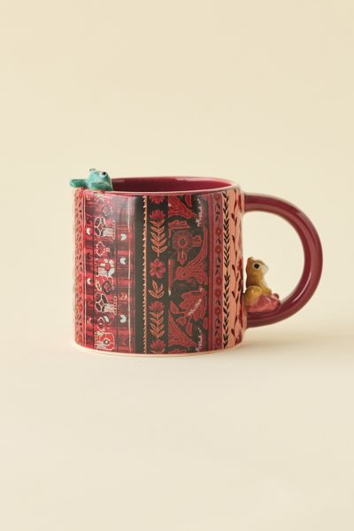 Urban Outfitters Animal Friends Ceramic Mug In Ruby At  In Red