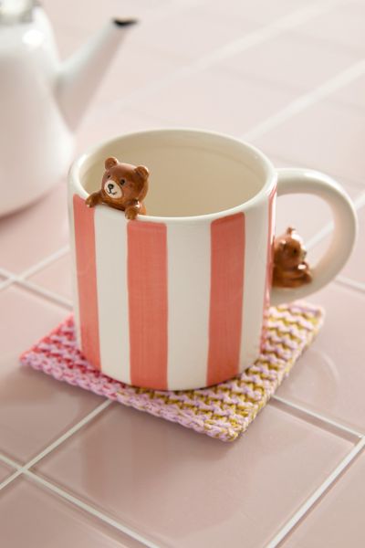 Urban Outfitters Teddy Bear Handle Mug In Pink At