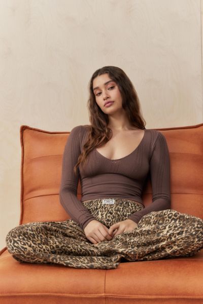 OUT FROM UNDER WINNIE POINTELLE TOP IN CHOCOLATE, WOMEN'S AT URBAN OUTFITTERS 