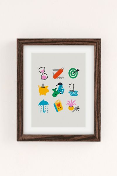Shop Urban Outfitters Aley Wild Capricorn Emoji Art Print In Walnut Wood Frame At