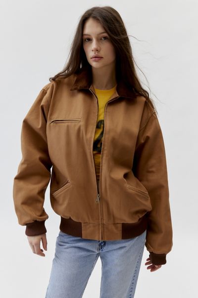 Shop Urban Renewal Vintage Duck Canvas Jacket In Brown, Women's At Urban Outfitters