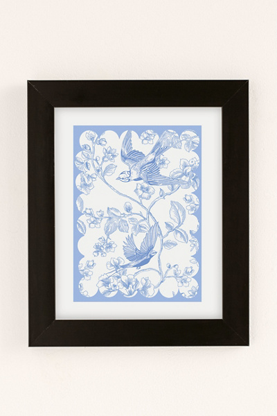 Annie Blue Vintage, French Inspired Pattern Art Print In Black Matte Frame At Urban Outfitters In Multi