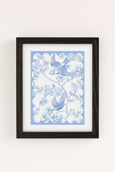 Annie Blue Vintage, French Inspired Pattern Art Print In Black Wood Frame At Urban Outfitters In Multi