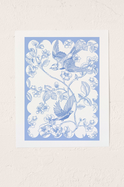 Annie Blue Vintage, French Inspired Pattern Art Print At Urban Outfitters In White