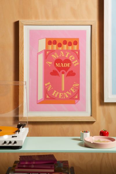 Urban Outfitters Annie Match Made In Heaven Art Print In Natural Wood Frame At