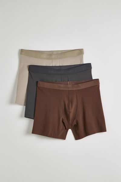 Standard Cloth Cotton Boxer Brief 3-pack In Dark Brown, Men's At Urban Outfitters In Dark Brown