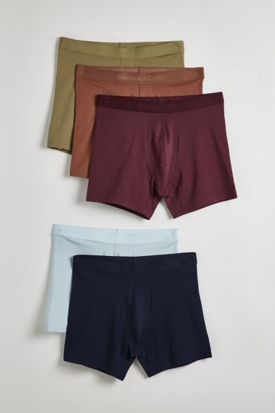 STANDARD CLOTH COTTON BOXER BRIEF 5-PACK IN RUST, MEN'S AT URBAN OUTFITTERS 
