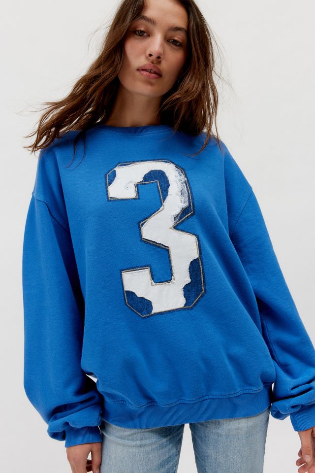 Distressed Sporty Crew Neck Sweatshirt