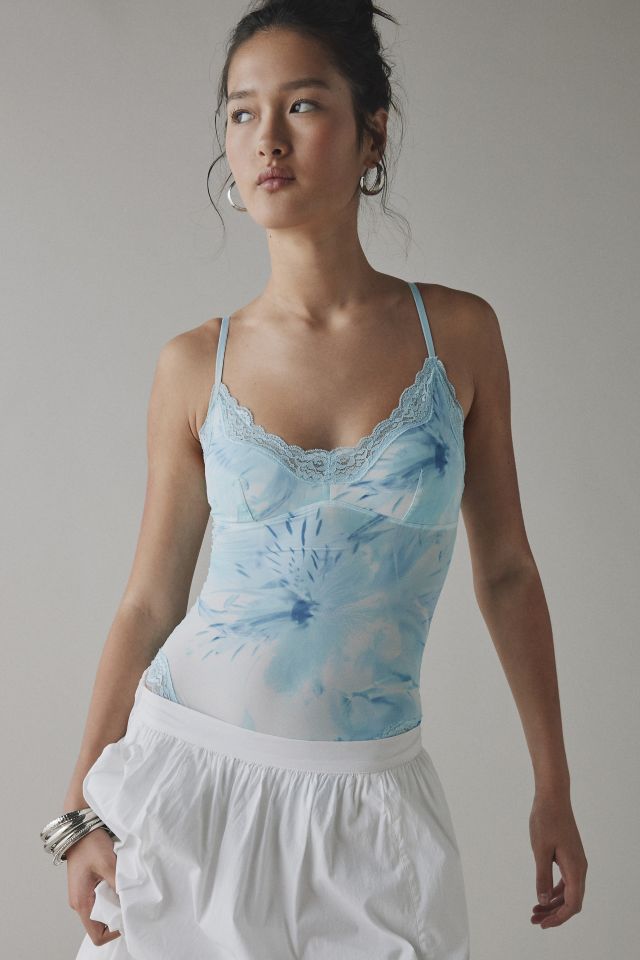 Out From Under Felicia Lace Trim Mesh V-Neck Bodysuit #1